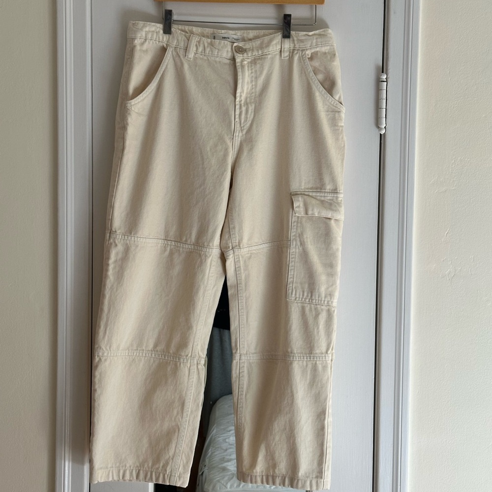 Mango Women’s Off White Cargo Wide Leg Jeans